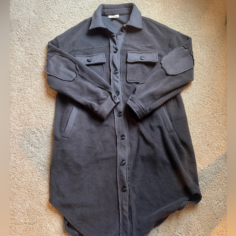 Dark Gray Button-Up Long Coat